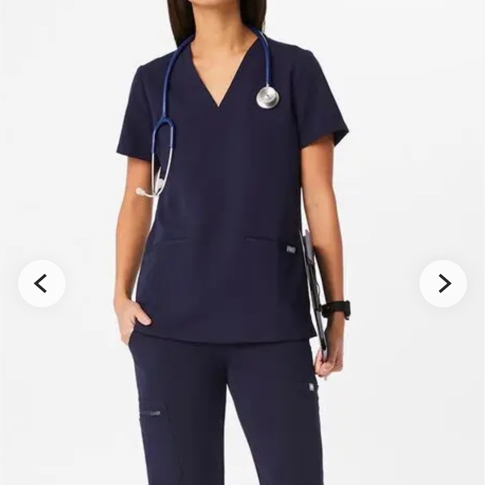Figs Dark Blue Women's Short Sleeve Scrub Top